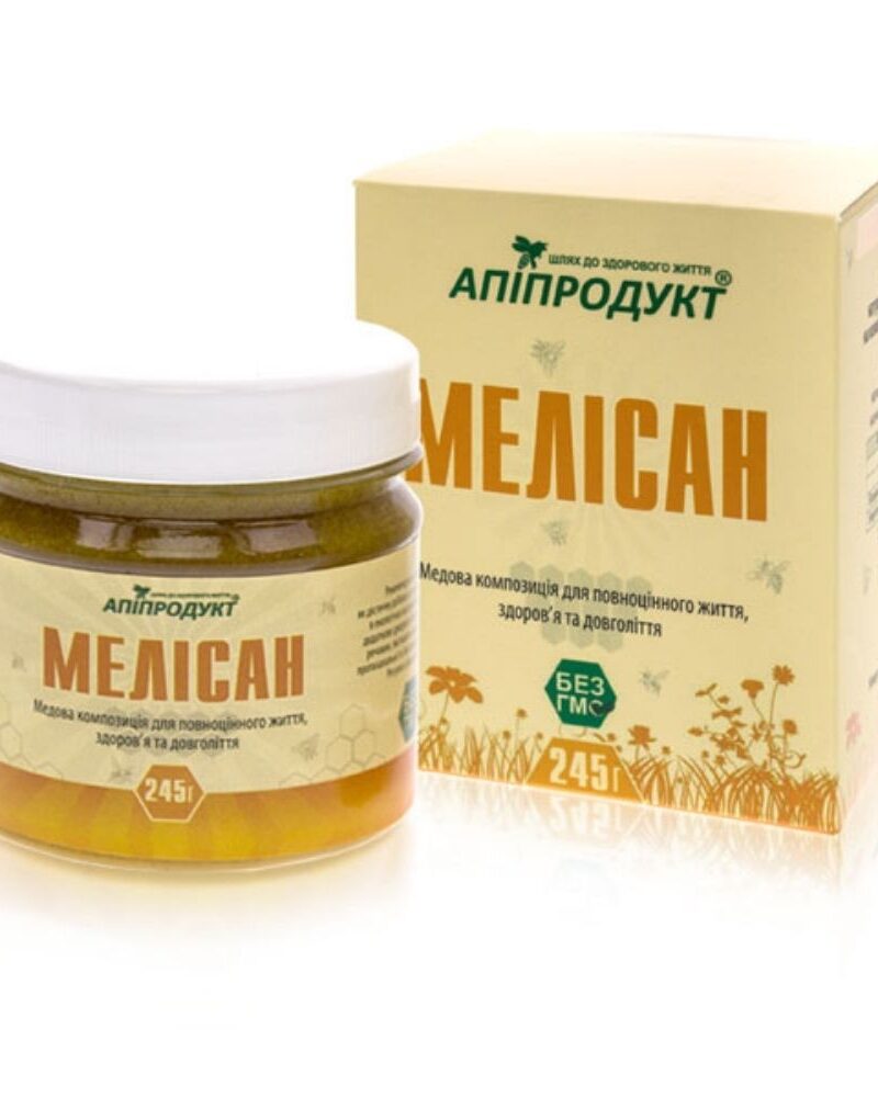 Баночка та упаковка медова композиція Мелісан Апіпродукт
