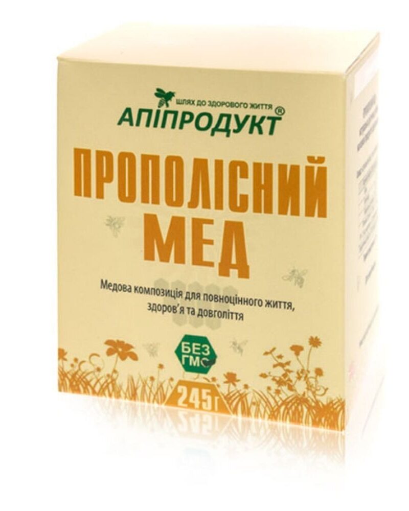Прополісний мед Апіпродут коробка медова композиція 245 г