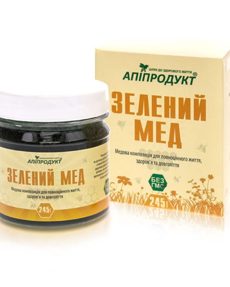 Зелений мед Апіпродукт в банці та коробка 245 г