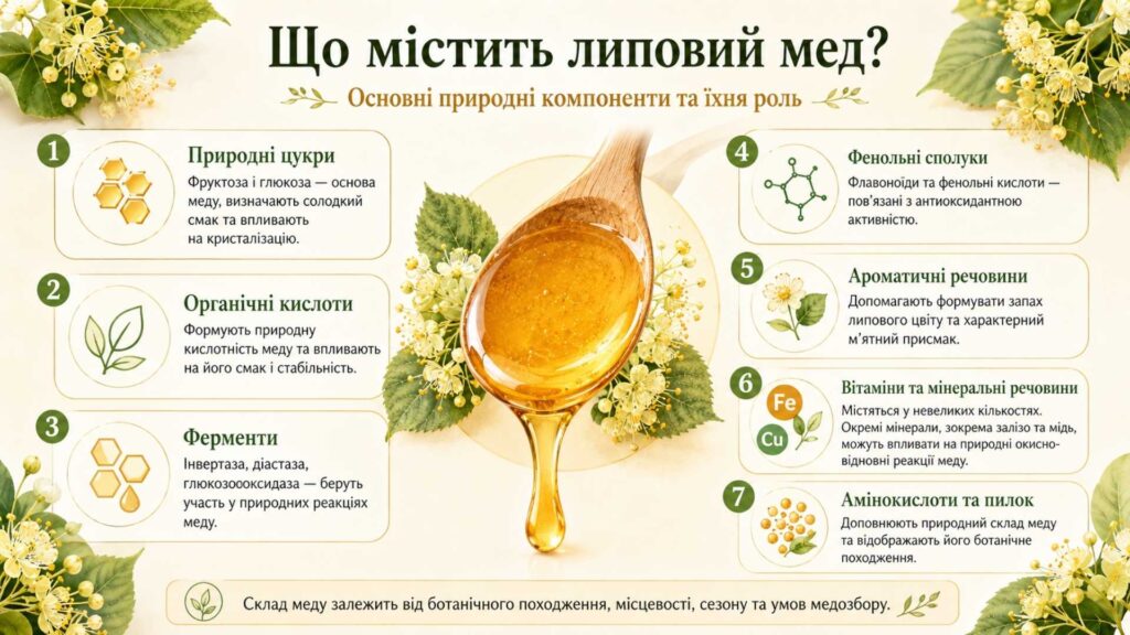 Основні природні компоненти липового меду